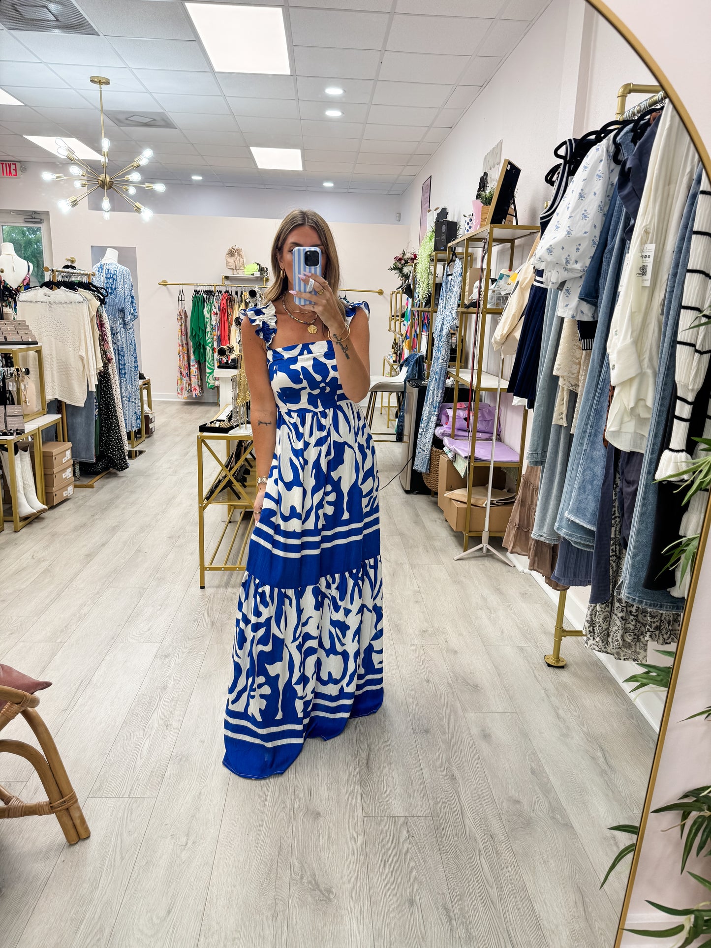 Blue Woven Maxi Dress