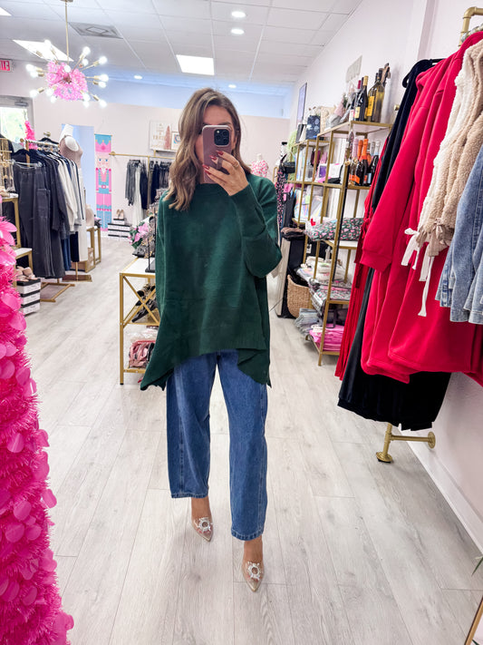 Hunter Green Mock Neck Sweater