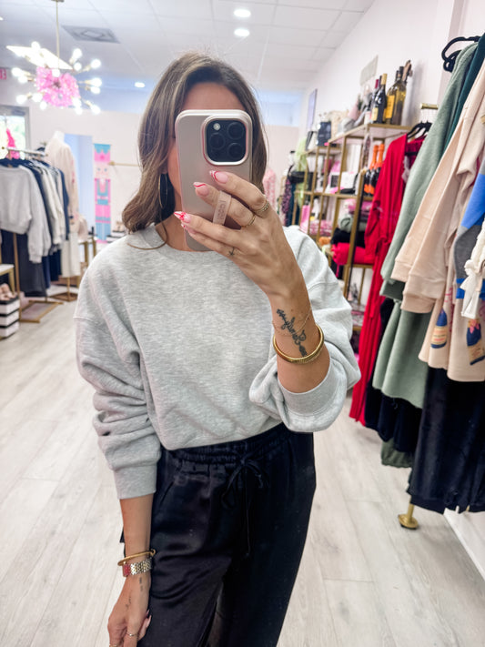 Heather Gray Everyday Long Sleeve Cropped Sweatshirt