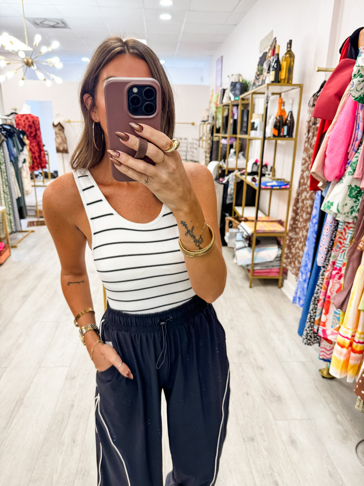 Black & White Stripped Classic Seamless Ribbed Tank Top
