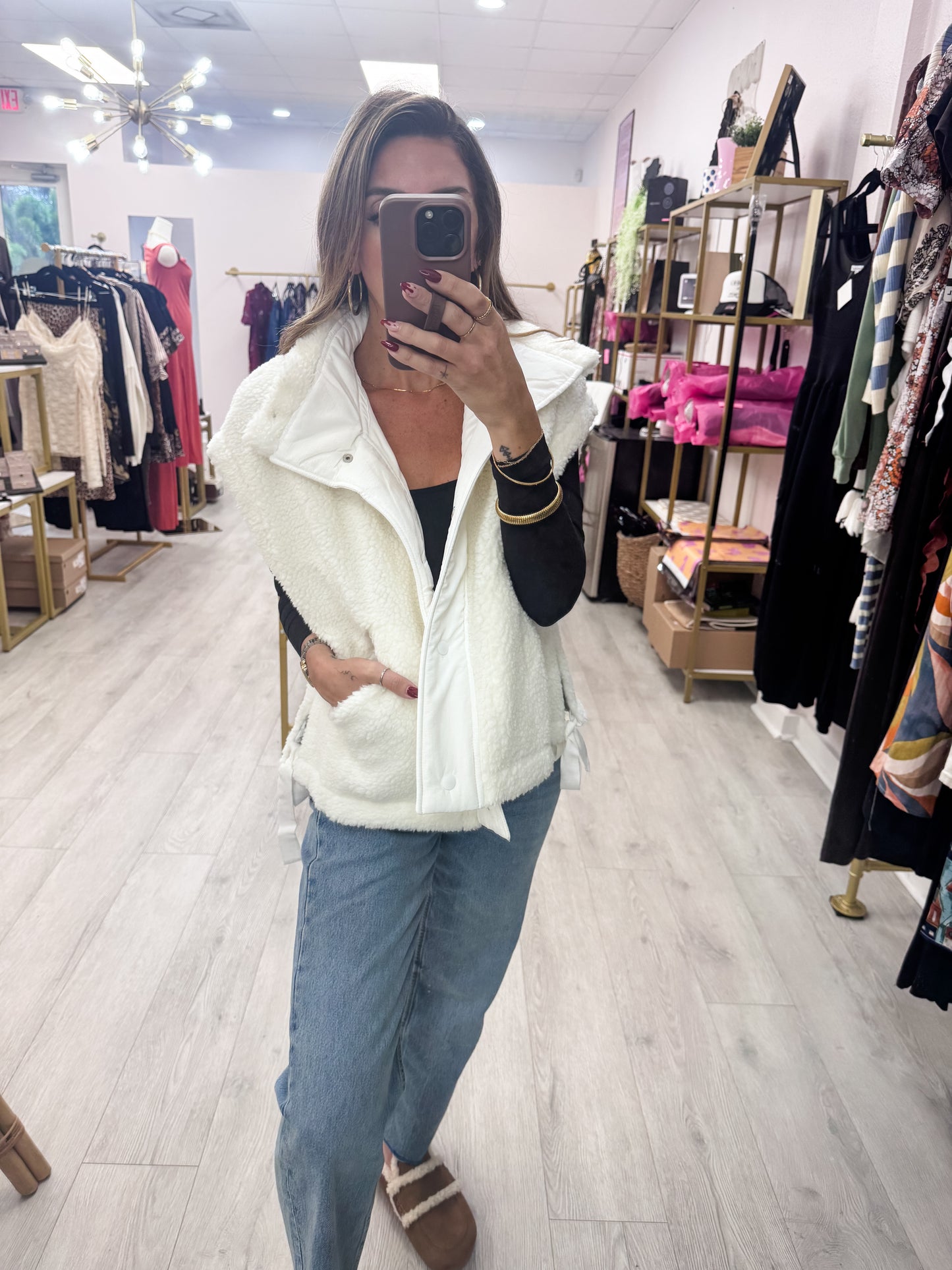 White Cozy Sherpa Vest