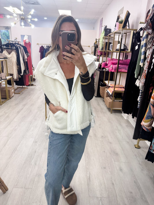 White Cozy Sherpa Vest