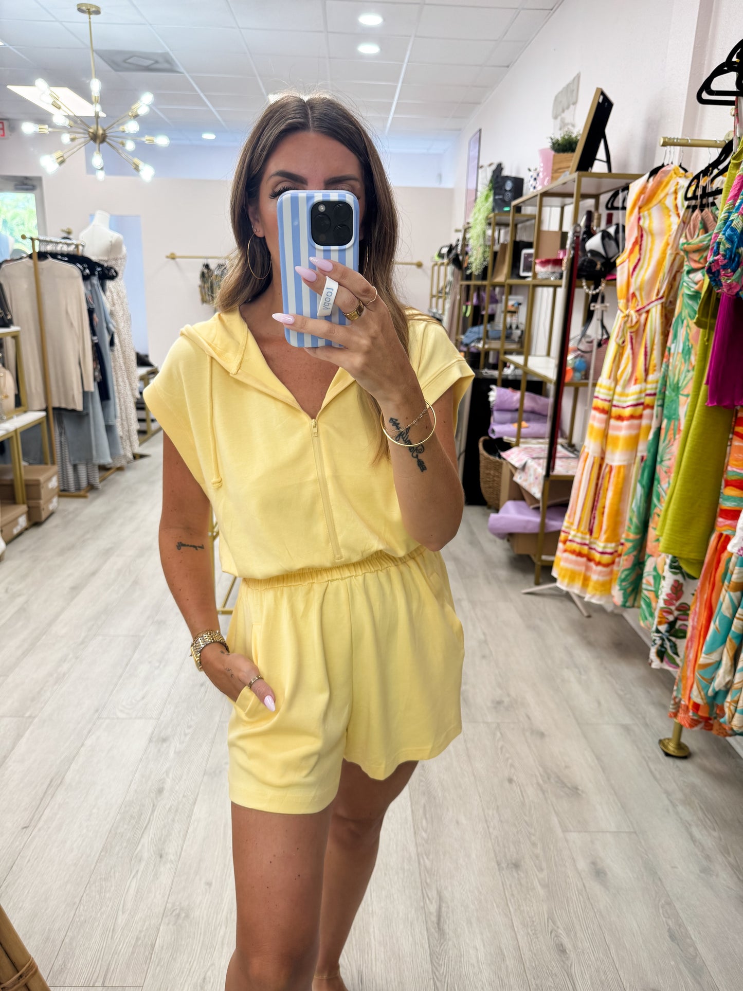 Butter Half Zip Hooded Romper