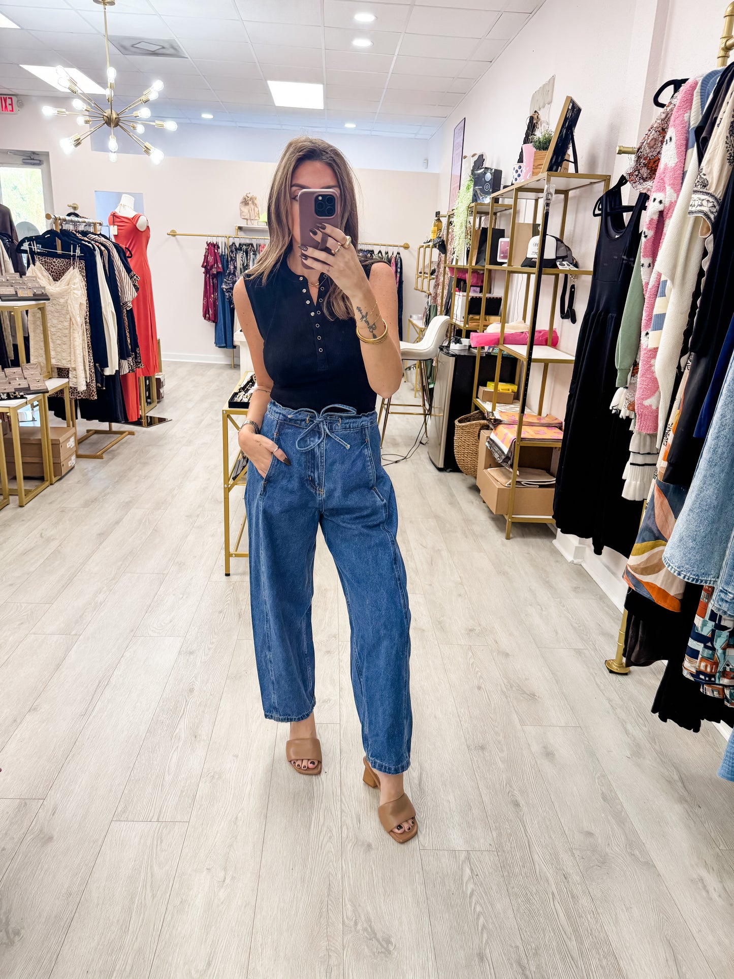 Denim High Waisted Barrel Jeans