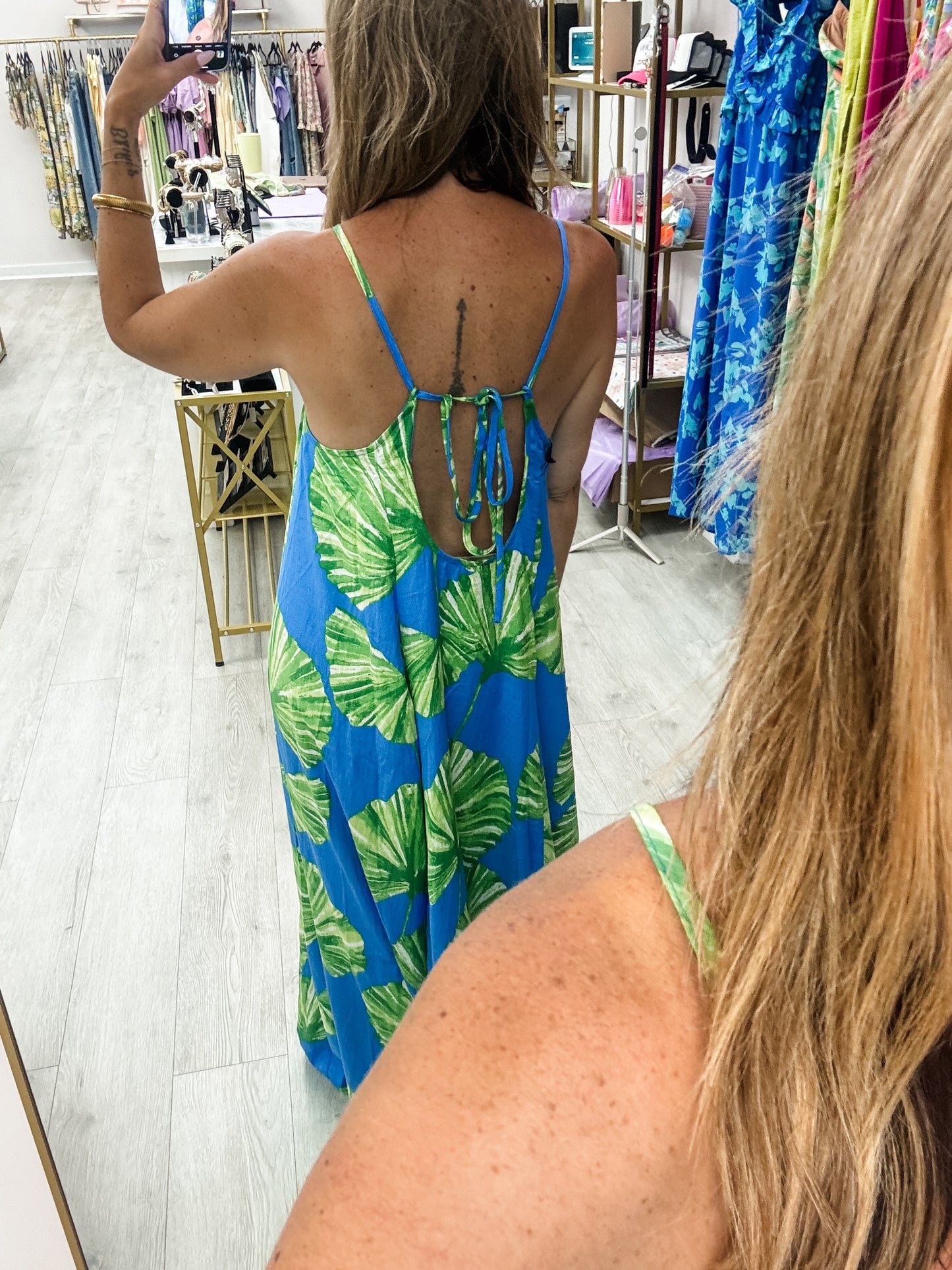 Palm Printed Maxi Dress