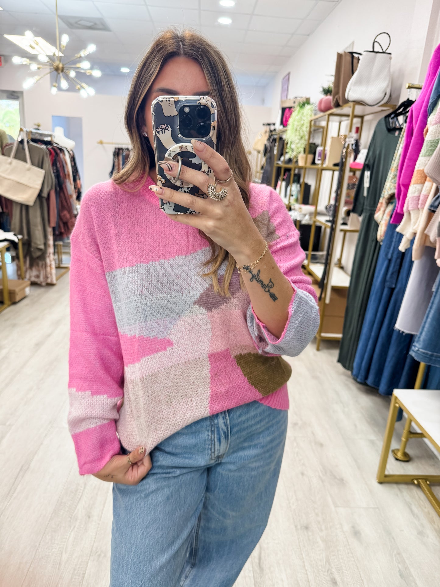 Abstract Knit Sweater Pullover