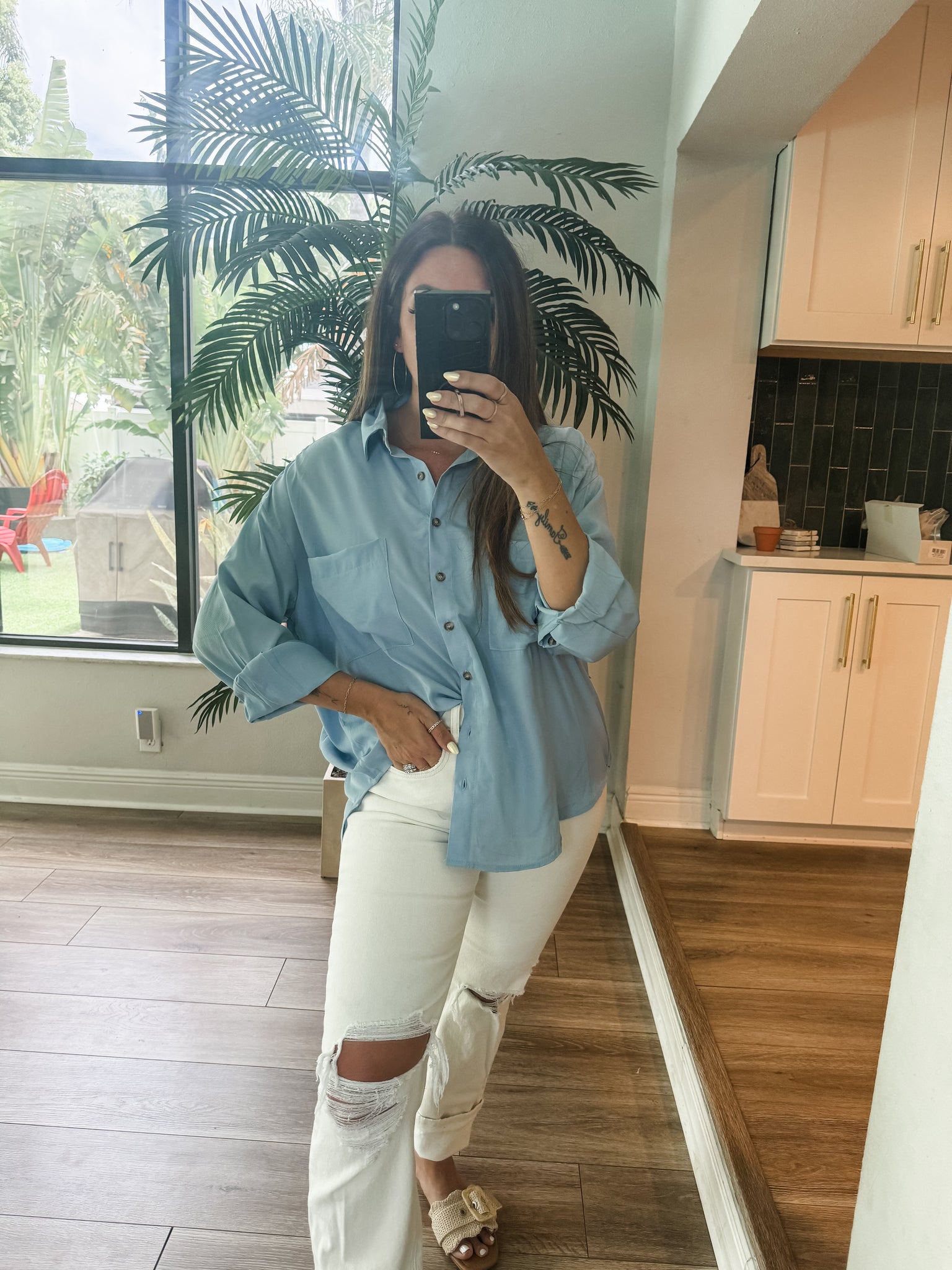 The Chambray Button Down Top