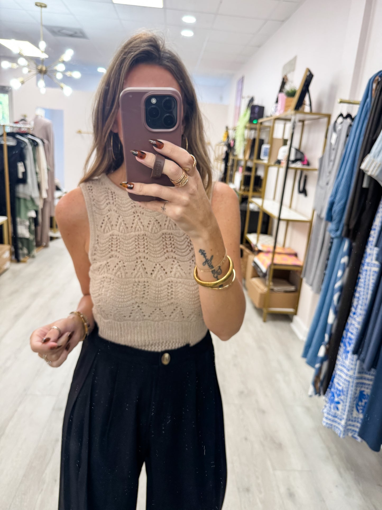 Open Knit Sleeveless Top