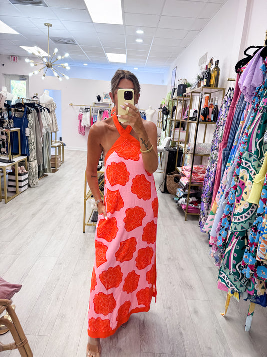 Pink & Orange Shell Dress