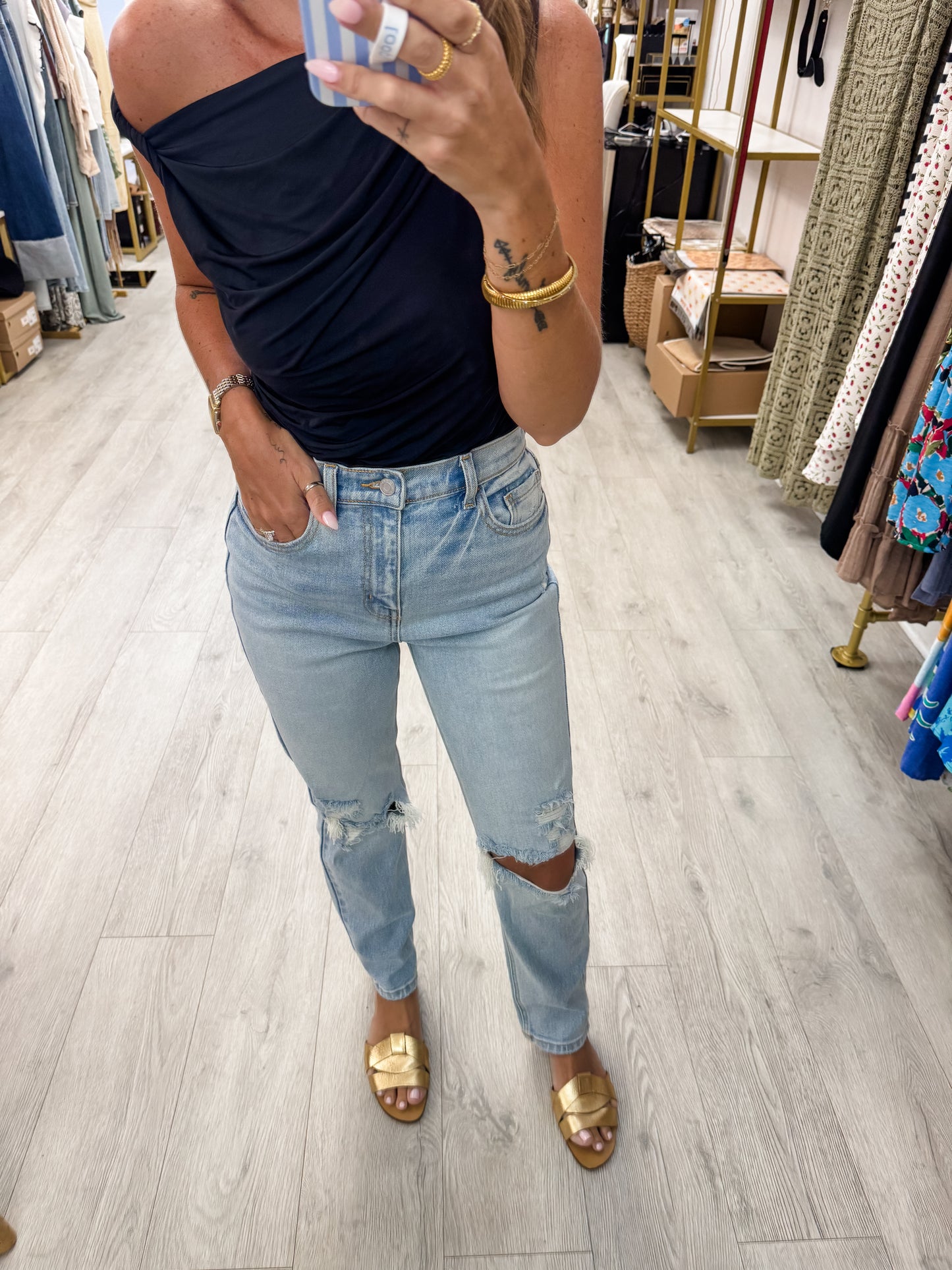 Distressed Cello High Rise Denim