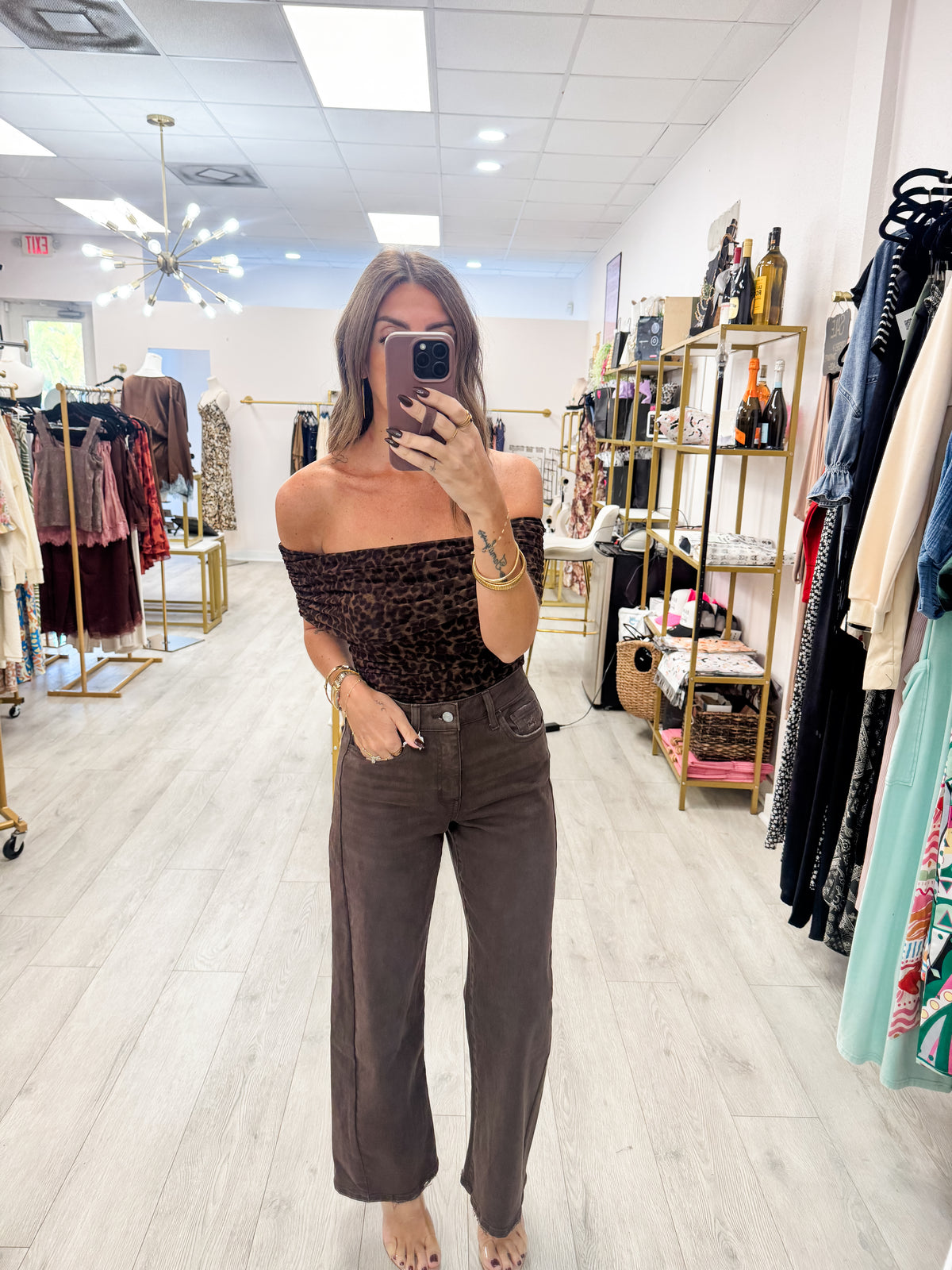 Off Shoulder Mesh Leo Top