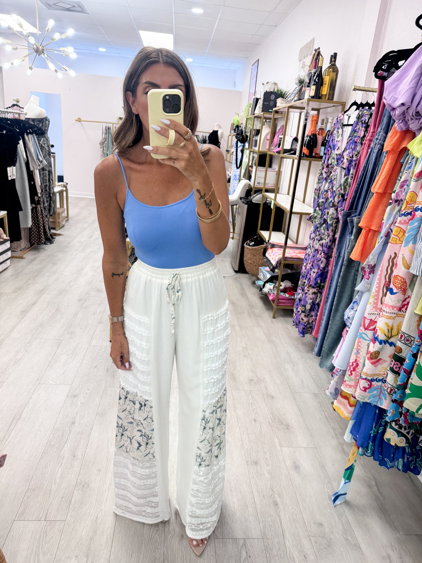 Crepon Lace Mix Media Pants