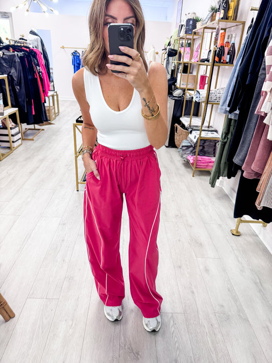 Plum Pink Curved Classic Track Pants
