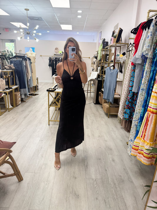 Halter O Ring Cut Out Dress