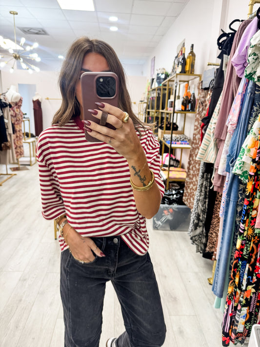 Smitten Cherry Latitude Striped Tee
