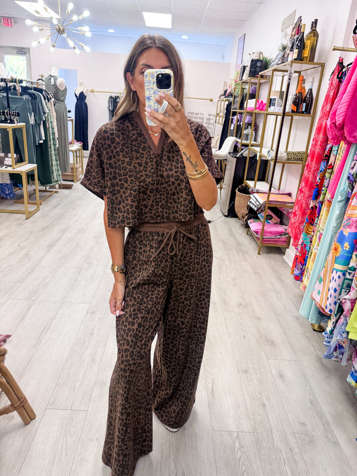 Leopard Print Top And Pant Set