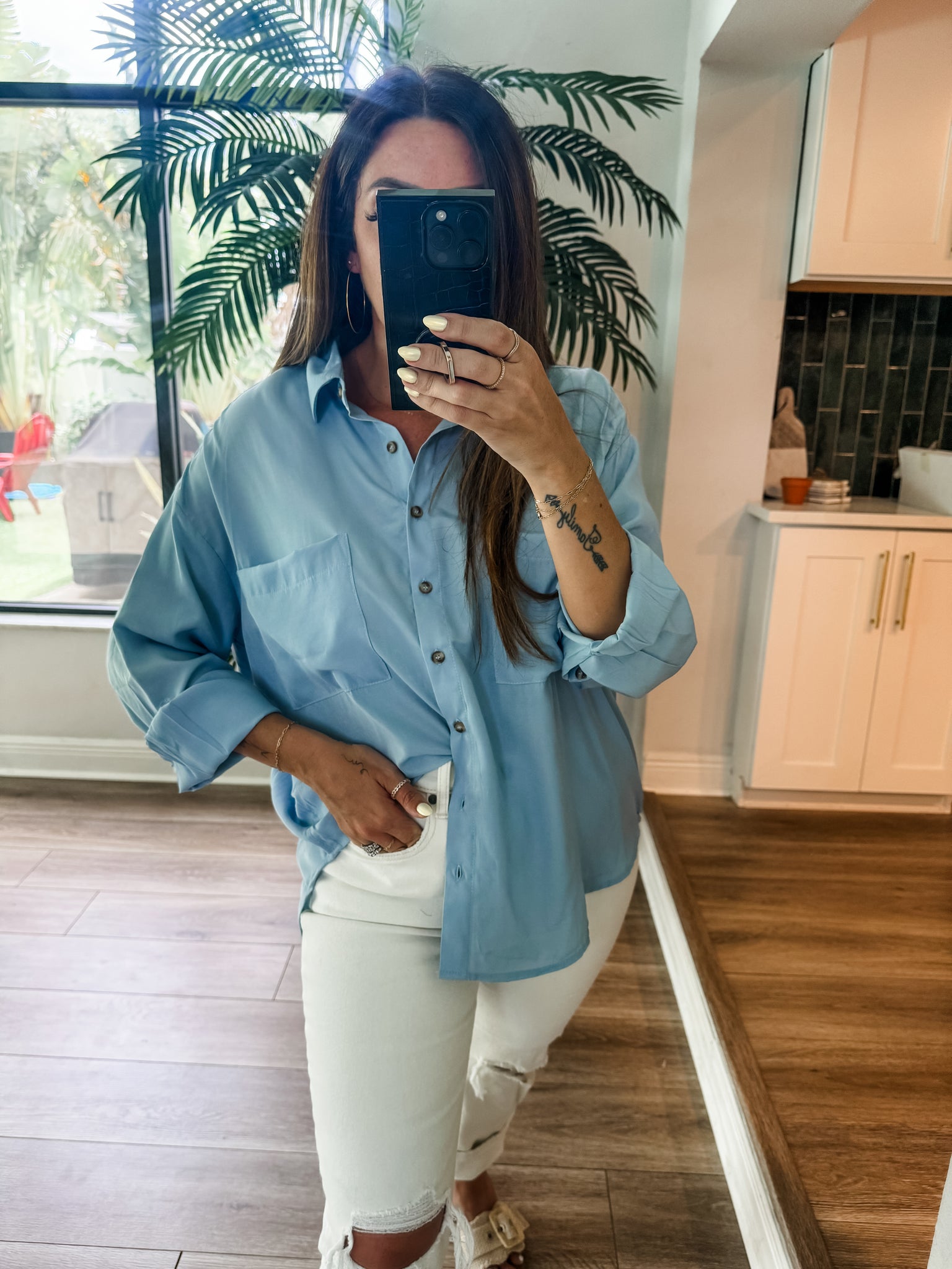 The Chambray Button Down Top