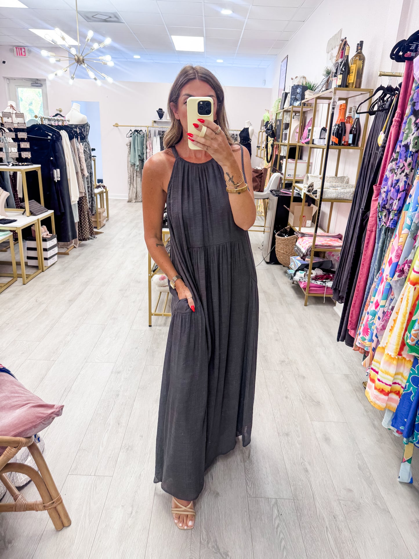 Gathered Flowy Maxi Dress