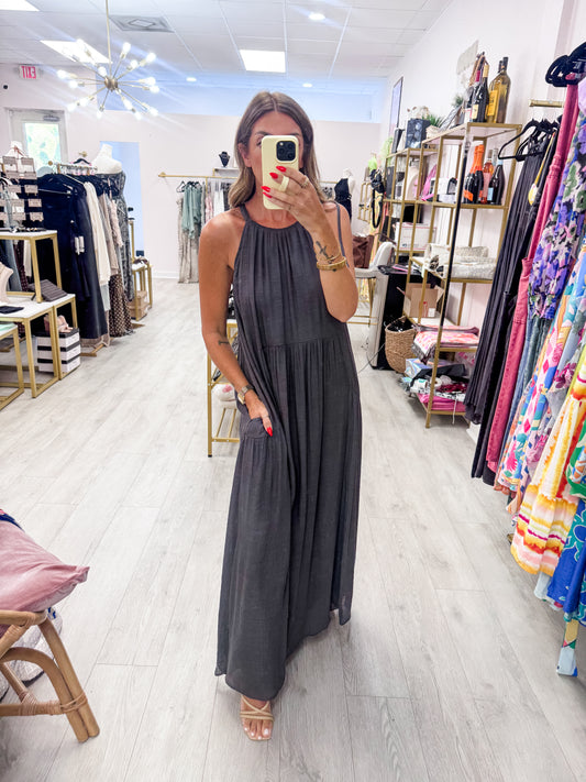 Gathered Flowy Maxi Dress
