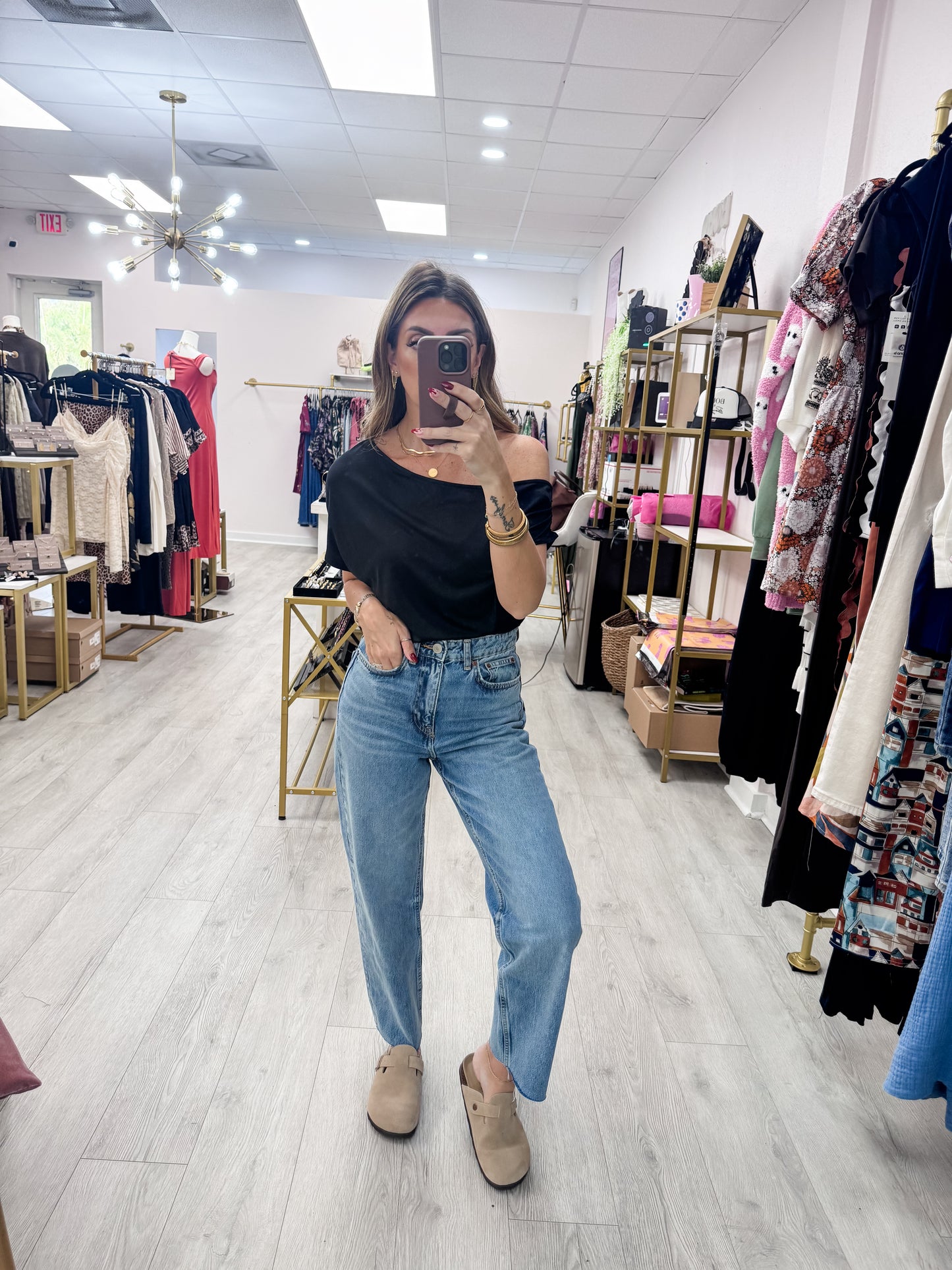 One Shoulder Butter Soft Black Top