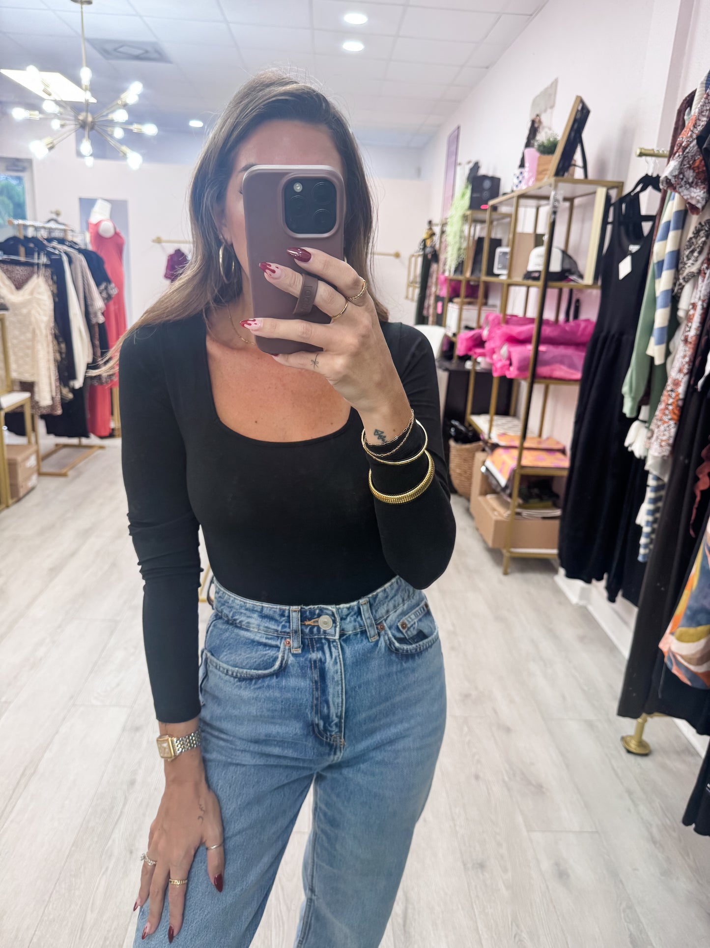 Basic Black Long Sleeve Bodysuit