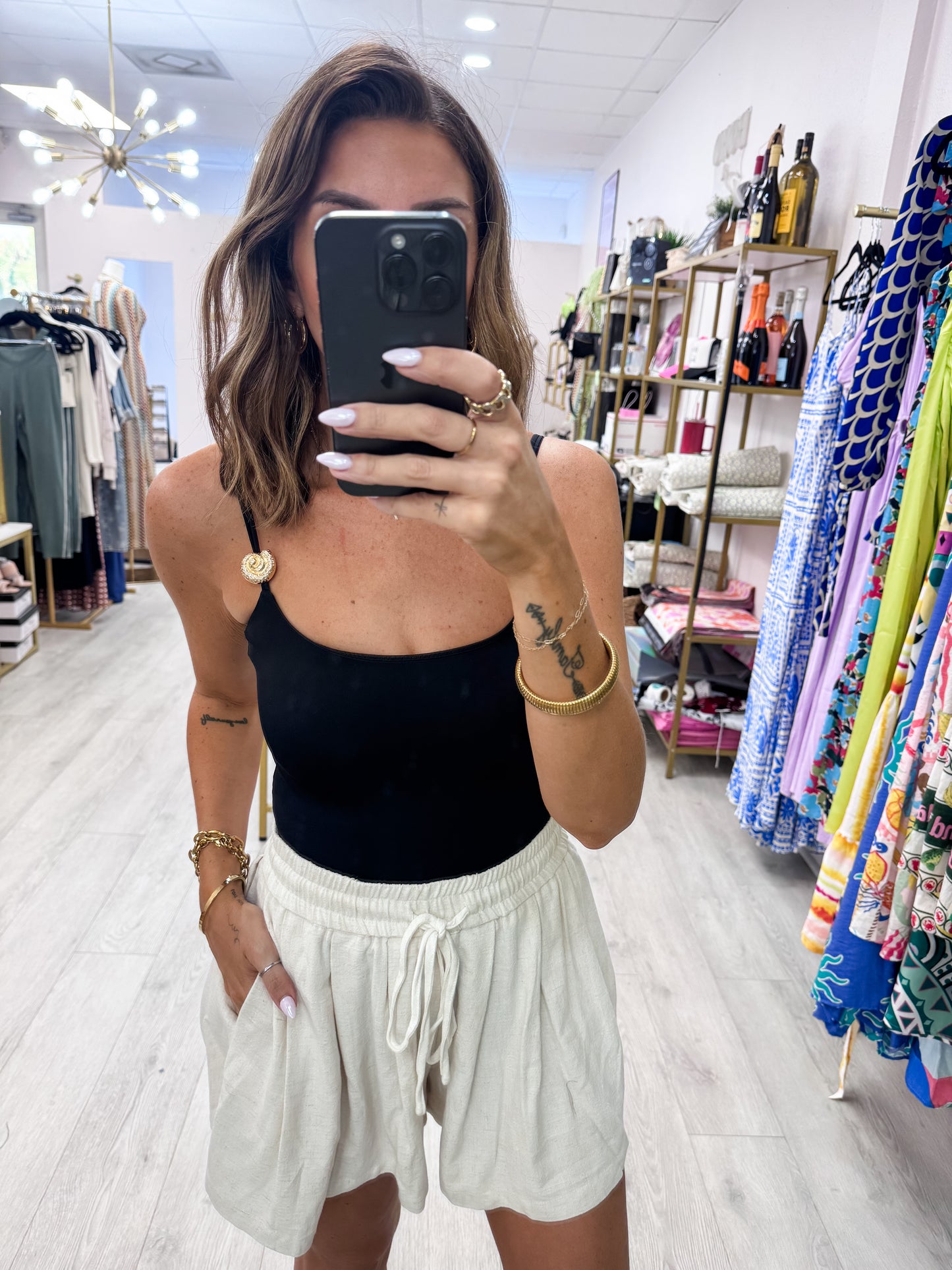 Black Shell Point Bodysuit