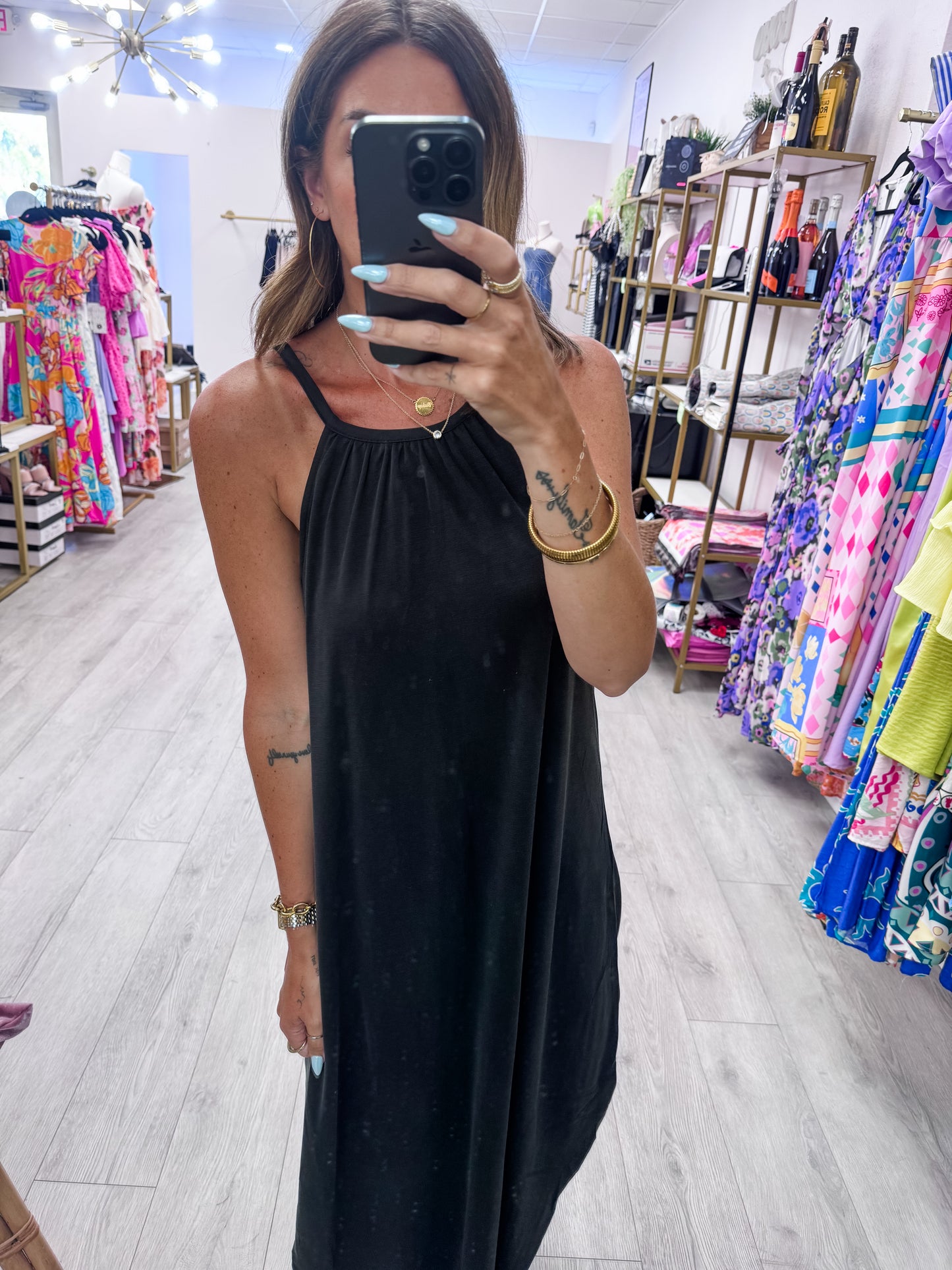 Black Asymmetrical Midi Dress