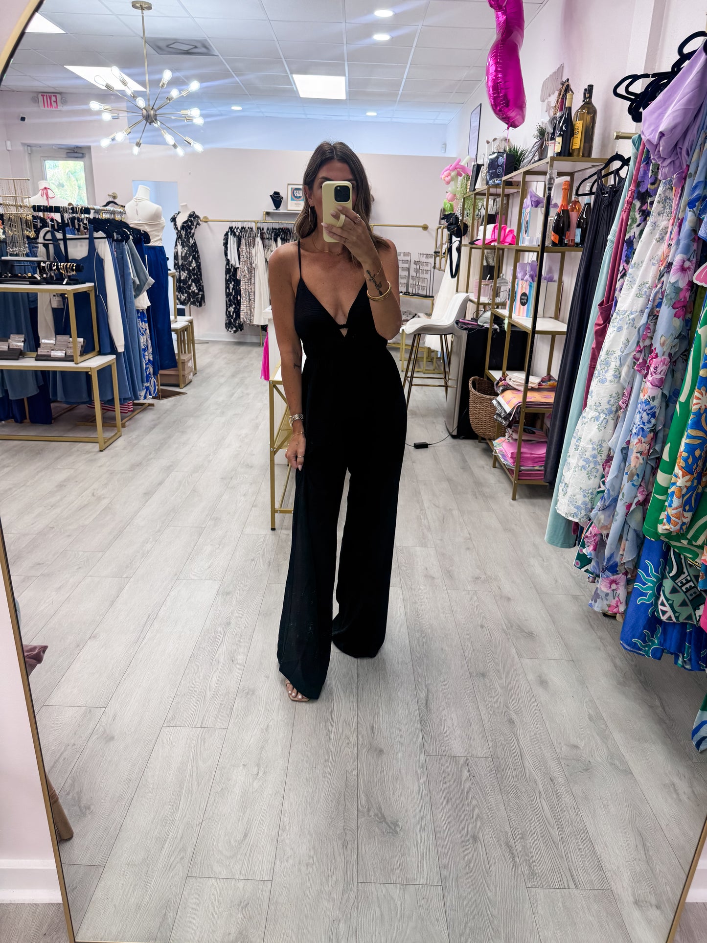 Black Airflow Wide Leg Jumpsuit