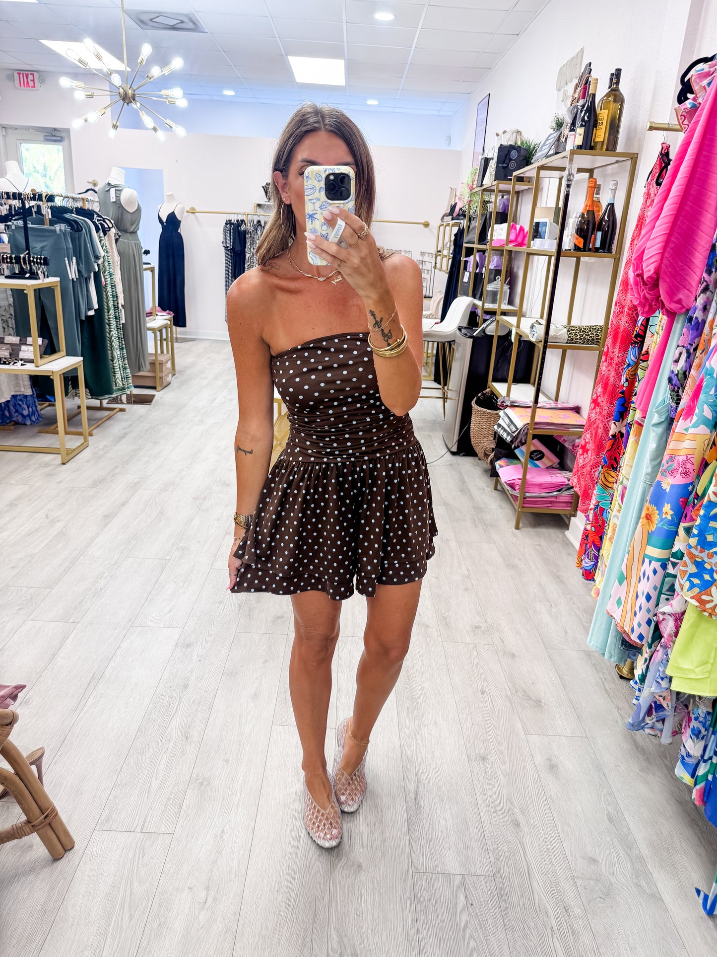 Polka Dot Strapless Romper