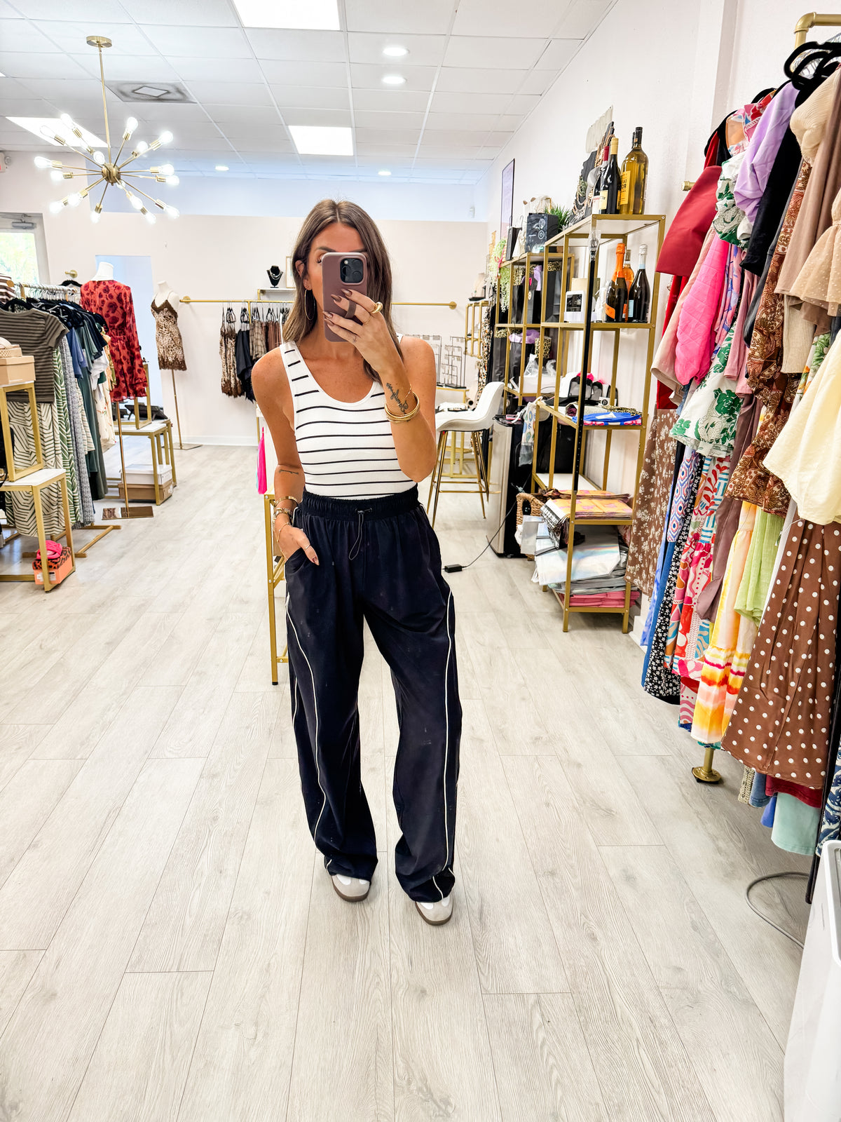 Black Curved Classic Track Pants