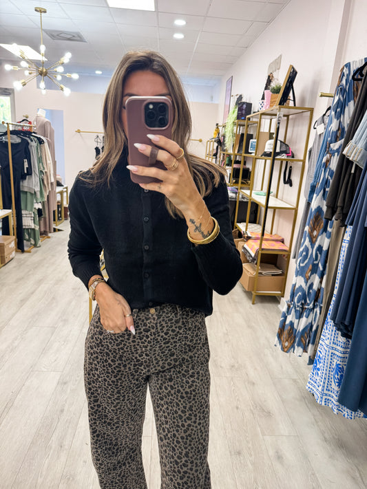 Black Crew Neck Cardigan