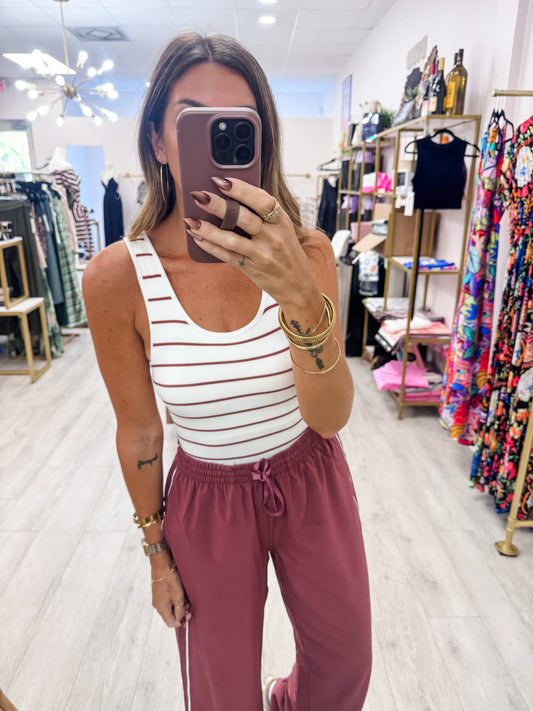Rose Striped Classic Seamless Ribbed Tank Top