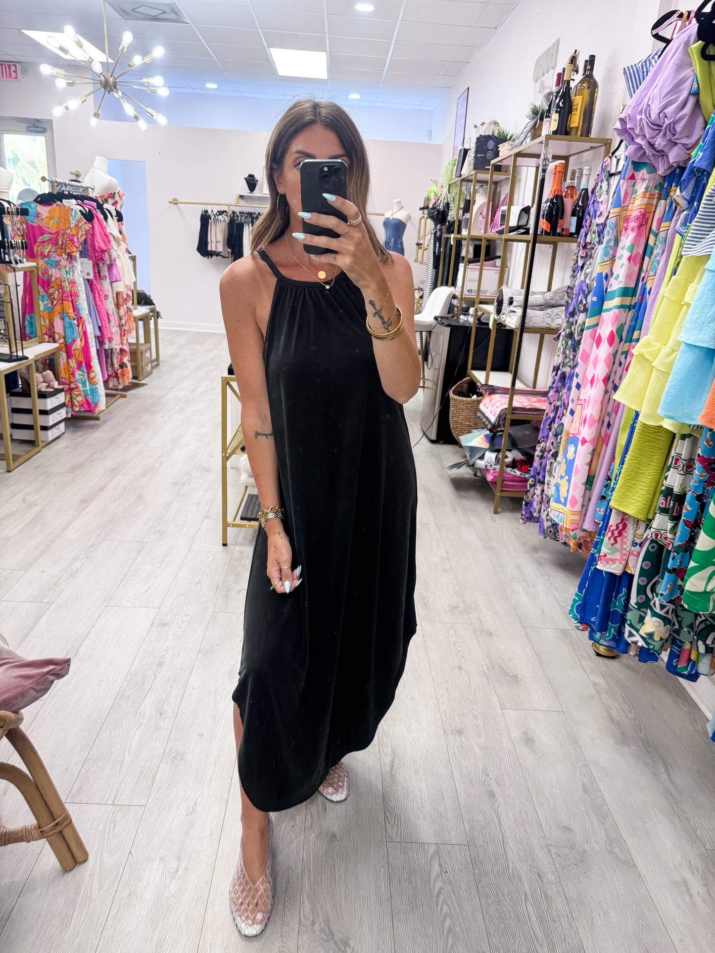 Black Asymmetrical Midi Dress