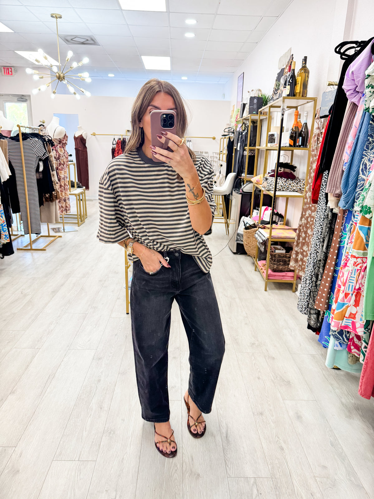 Grey Latitude Striped Tee