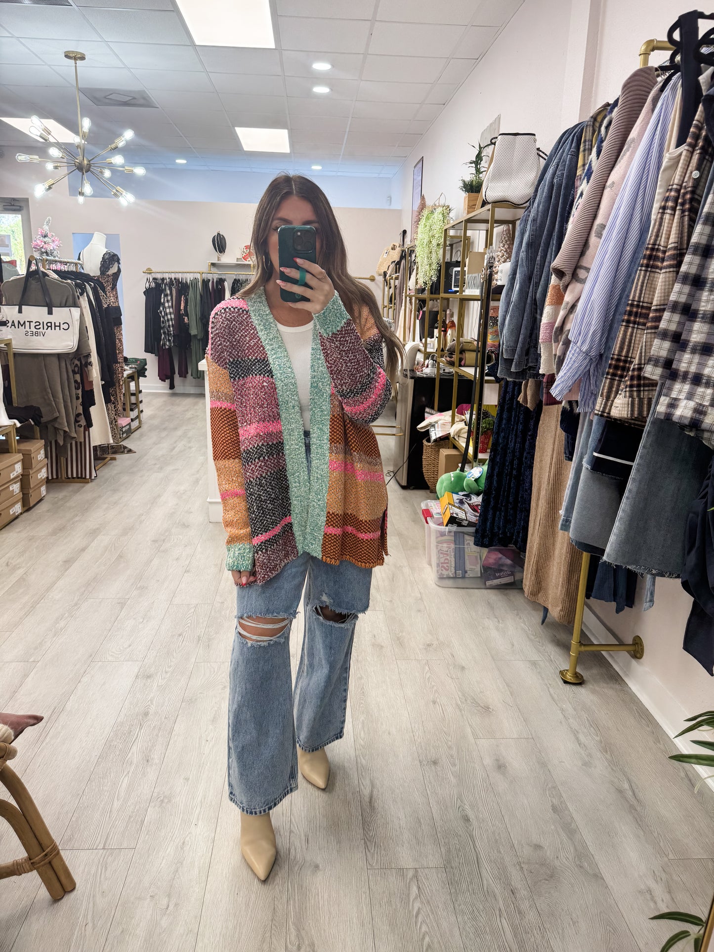 Oversized Color Block Cardigan