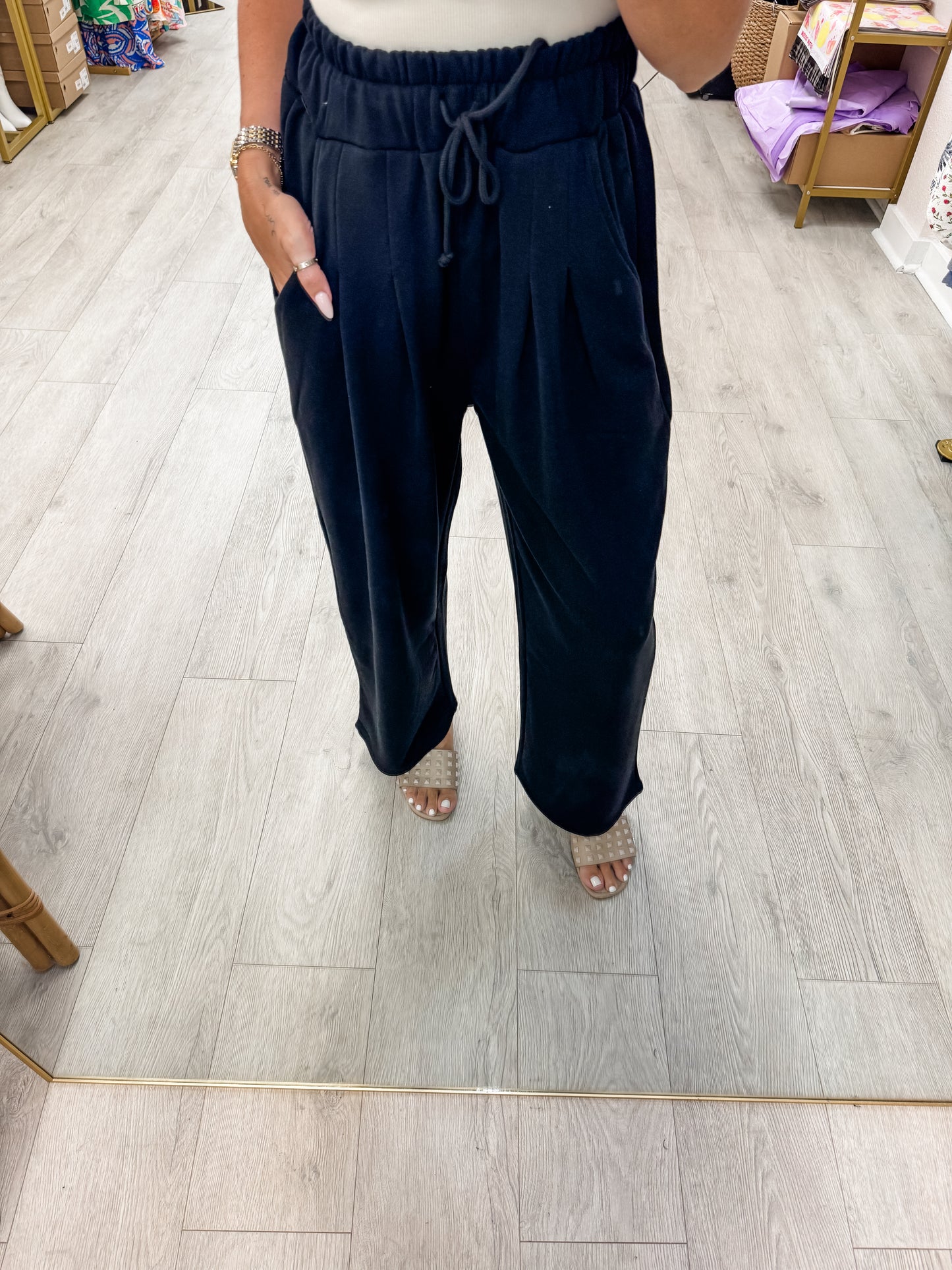 Dune Black Cotton Wide Leg Pants
