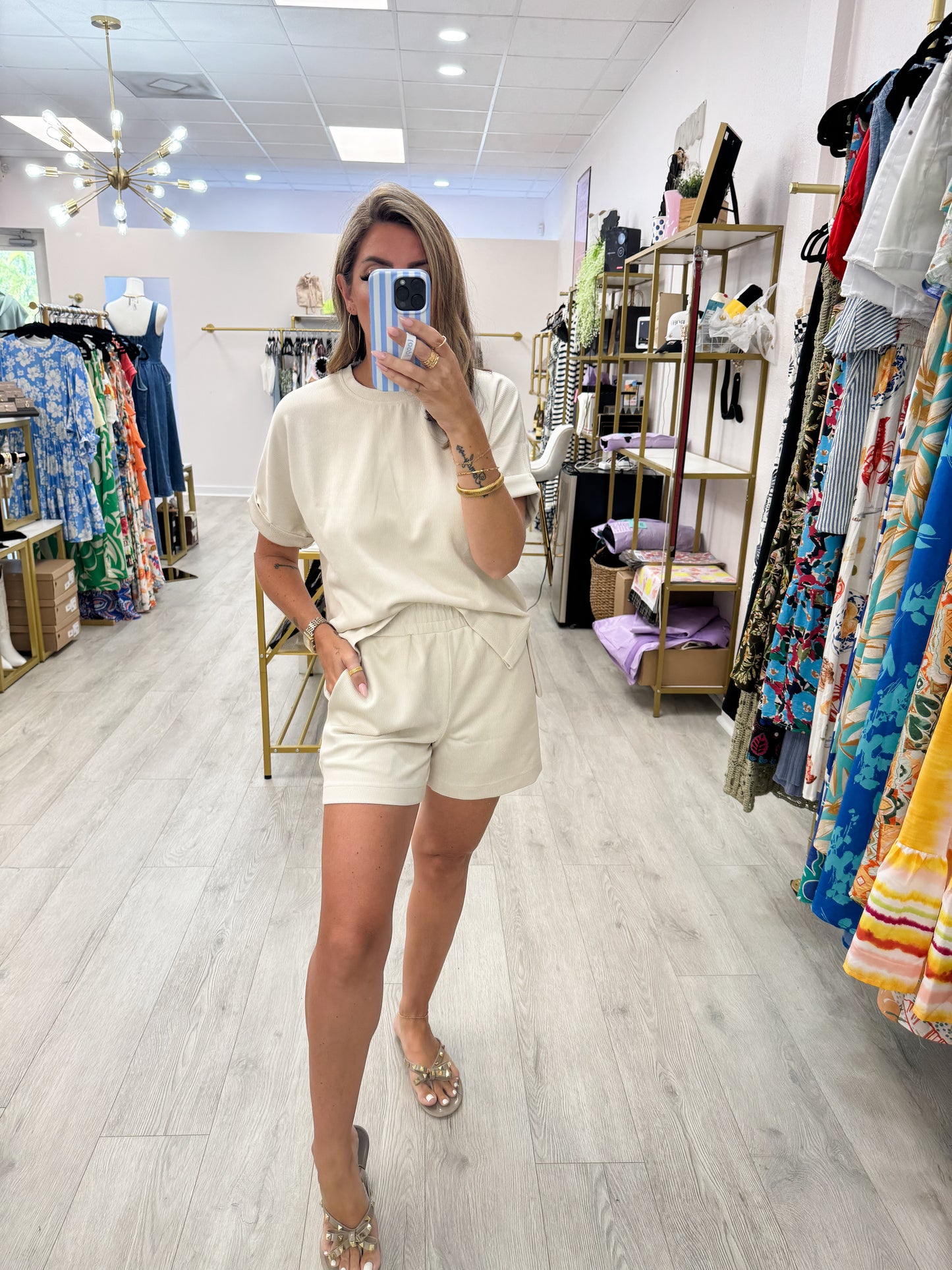 Luxe Sand Wash Ribbed Shorts