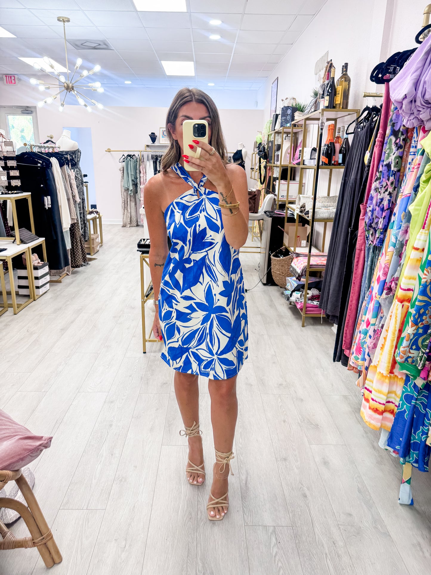 Floral Criss Cross Back Tie Dress
