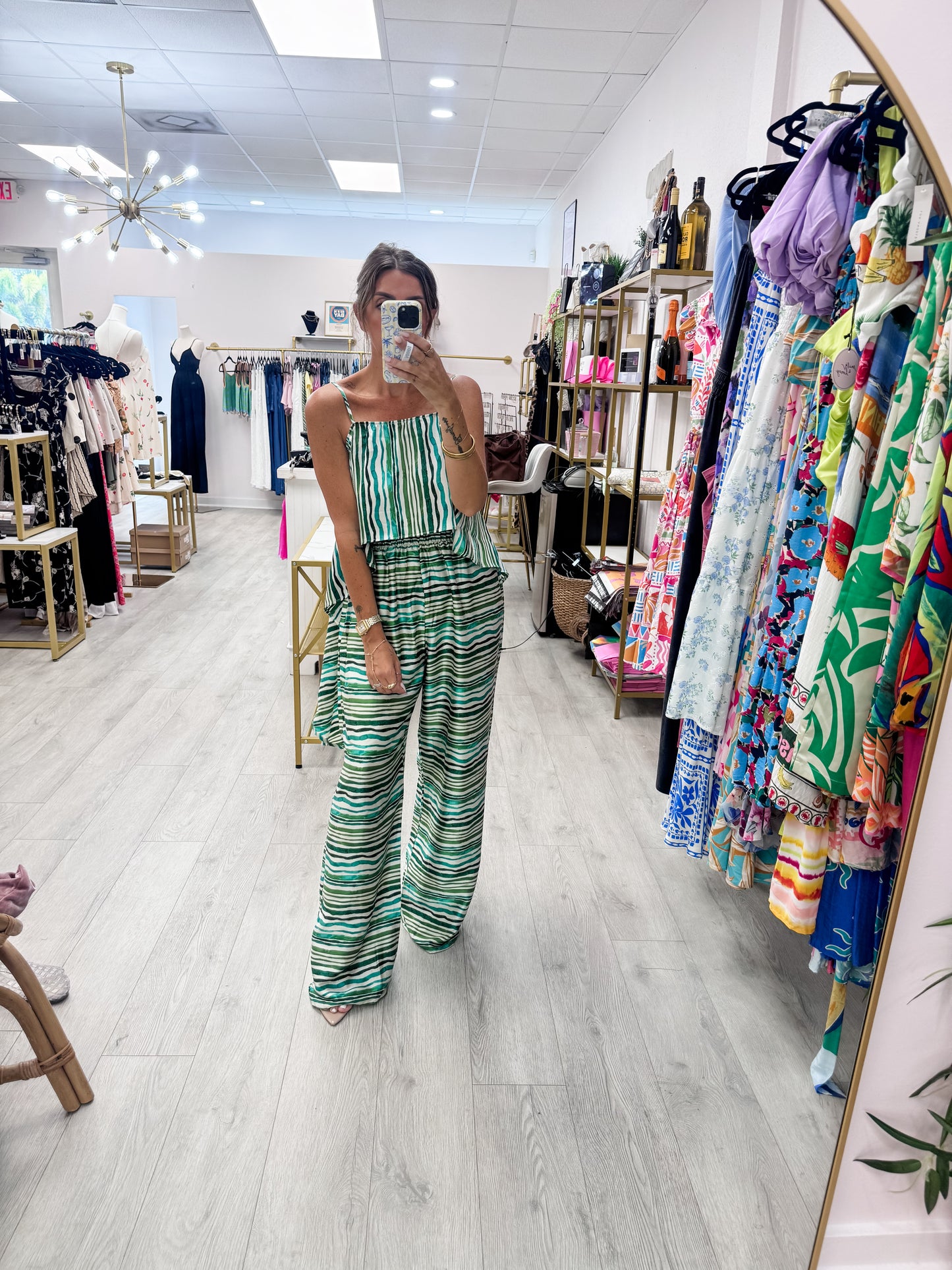 Abstract Stripe Wide Leg Pants
