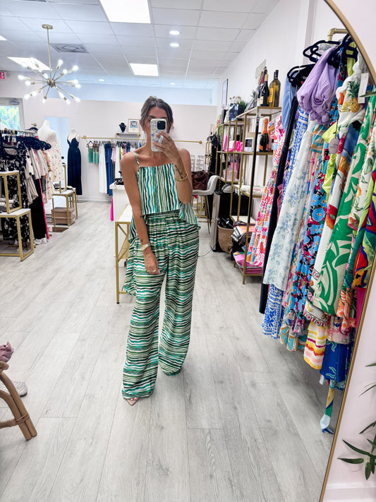 Abstract Stripe Wide Leg Pants