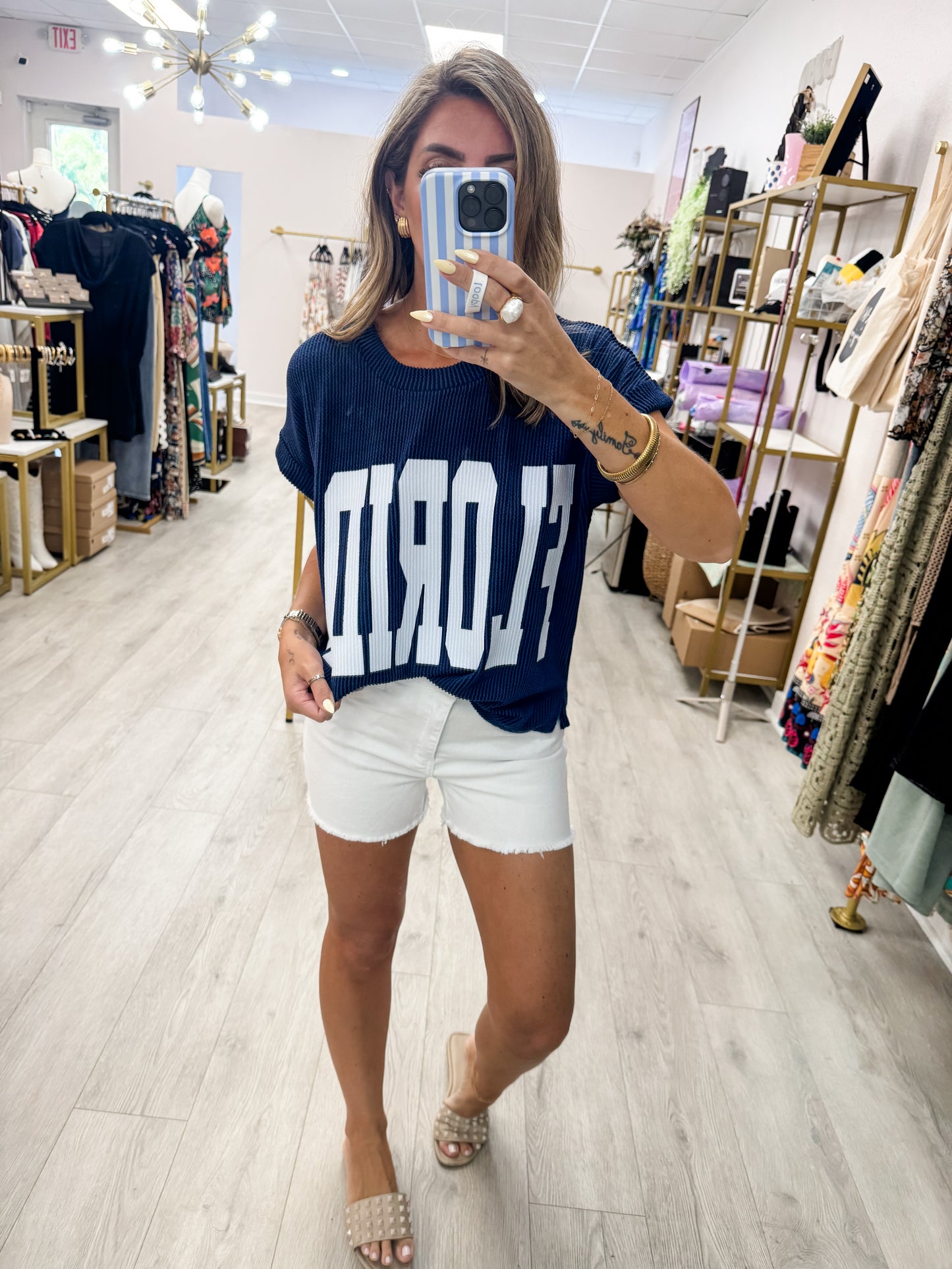Blue Florida Knit Top