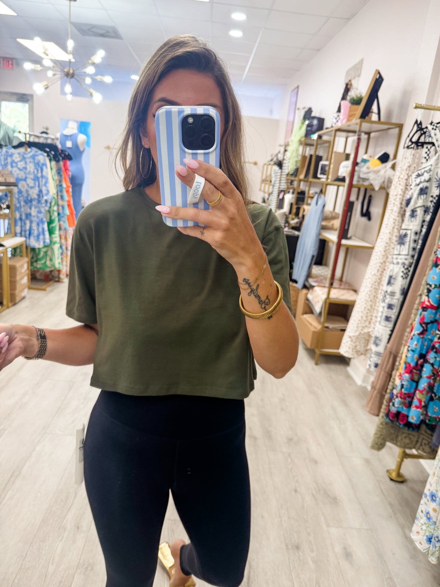 Olive Cotton Lycra Tee