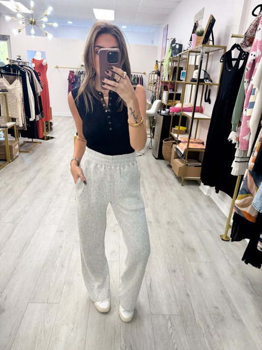 Marina Textured Cotton Blend Wide Leg Pants