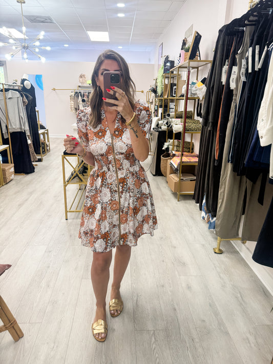 Rust Floral Dress