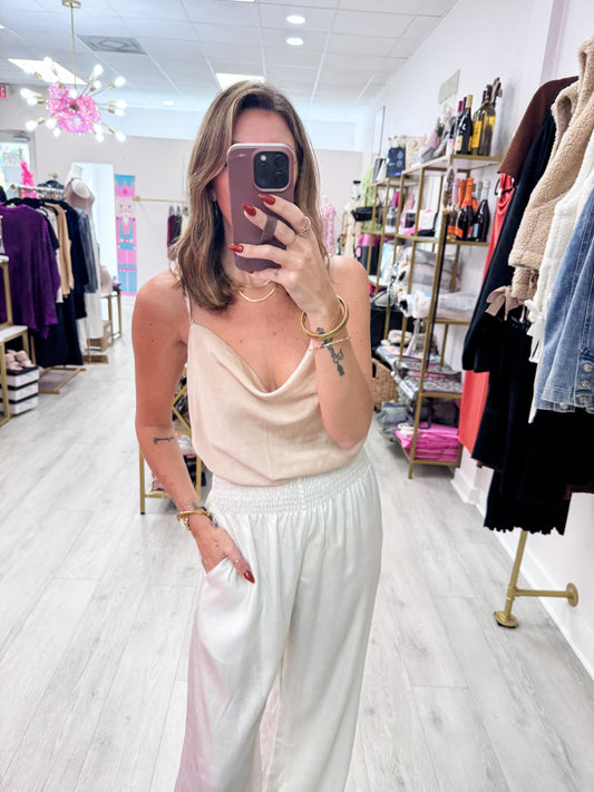 Champagne Cowl Neck Bodysuit