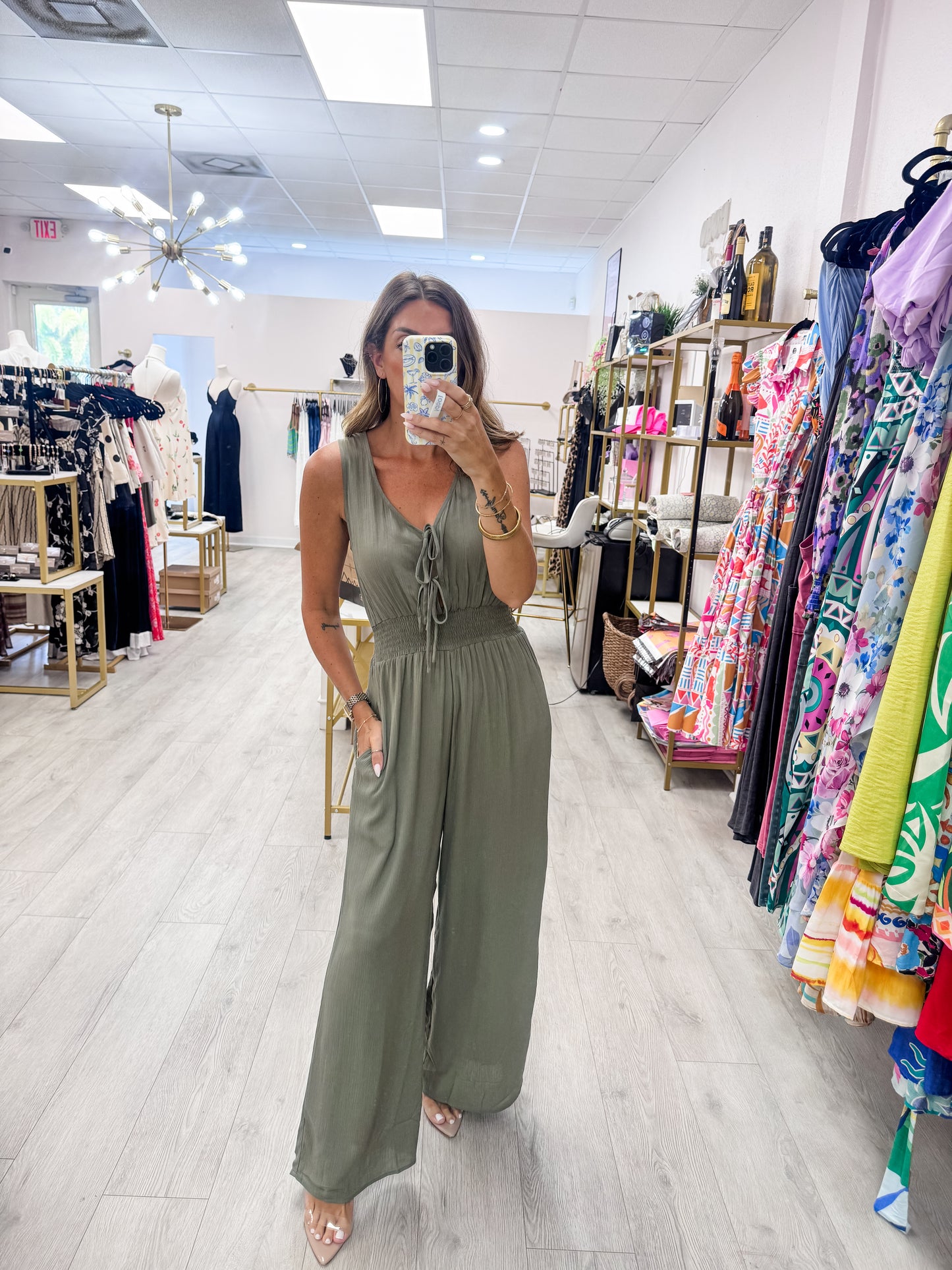 Vintage Olive Wide Leg Jumpsuit