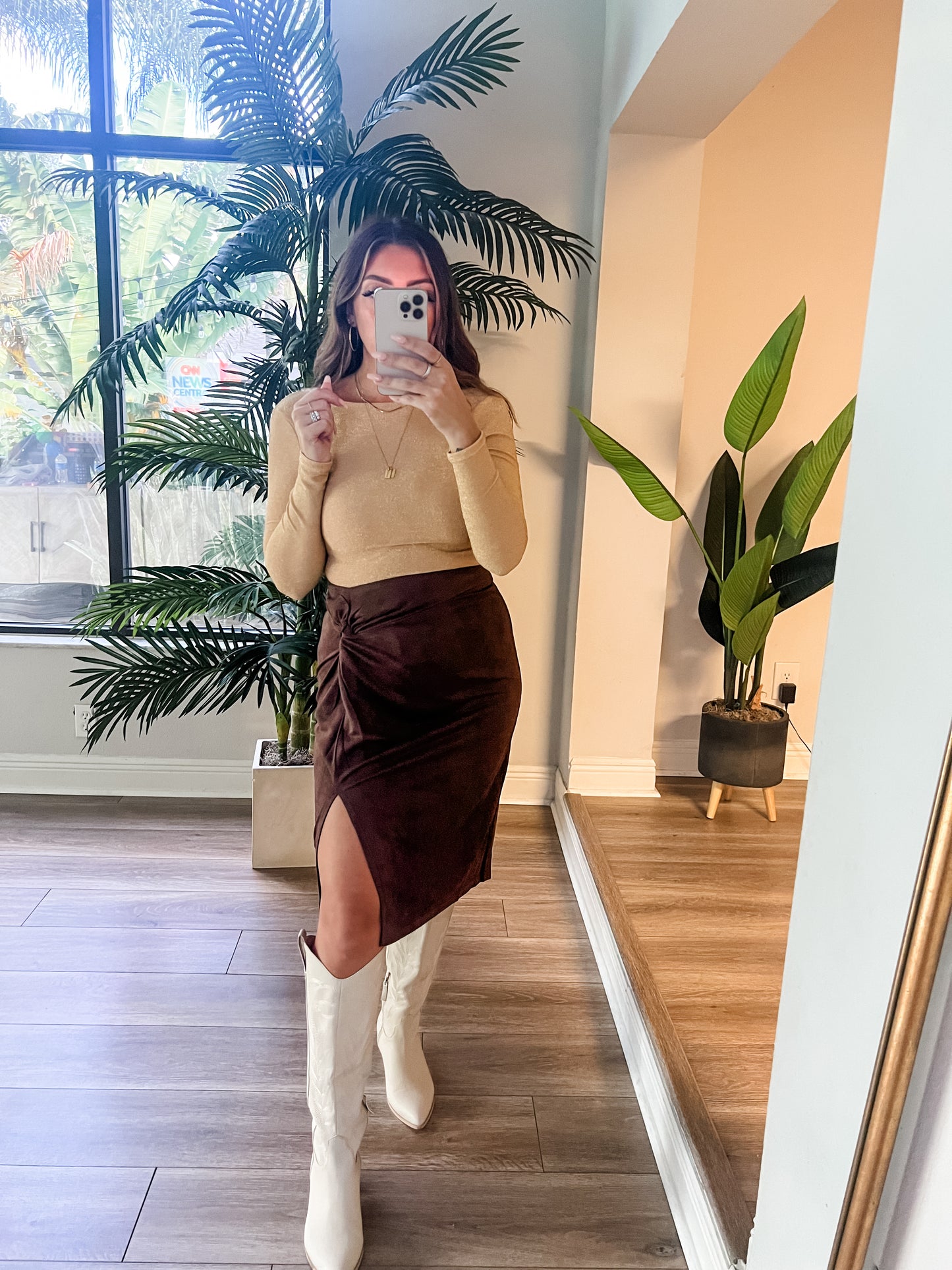 The Chocolate Suede Skirt