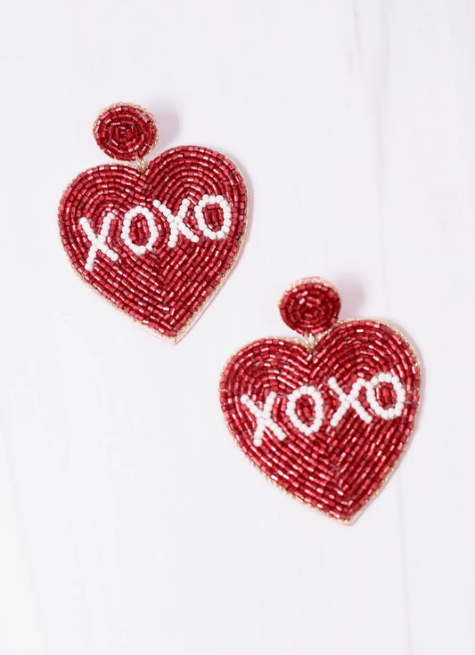 XOXO Heart Beaded Earrings