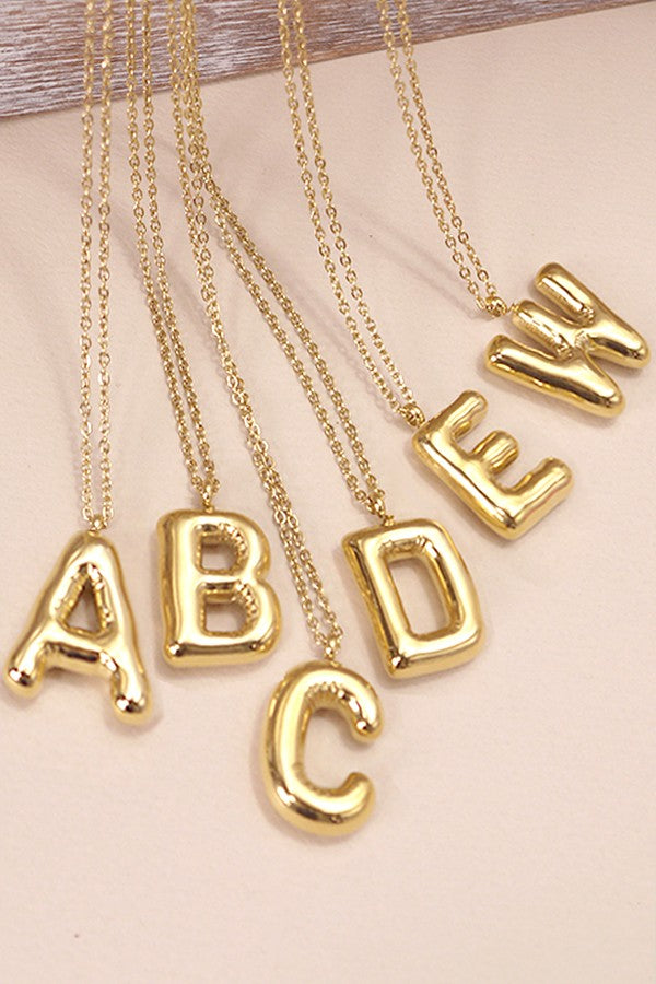 Bubble Letter Initial Necklace