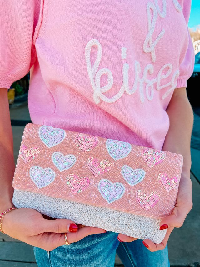 Embellished Heart Crossbody Bag